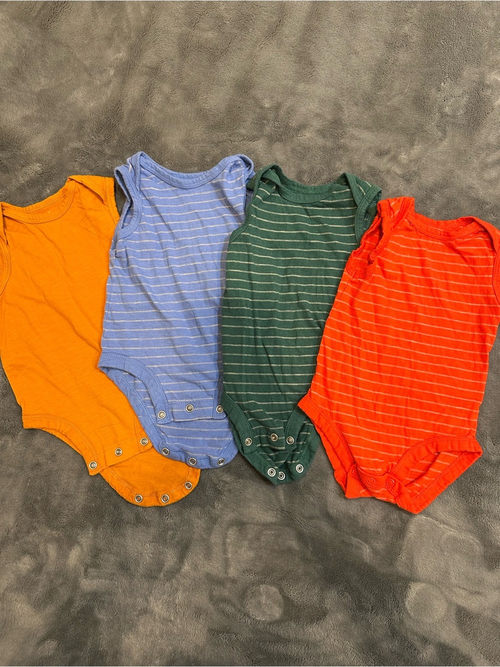 Carter's Striped Sleeveless One-Piece Bodysuits - Orange, Blue, Green, Red